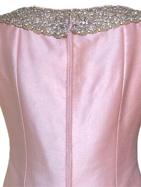 Elinor Simmons for Malcolm Starr Dusty Pink Embellished Cocktail Dress
