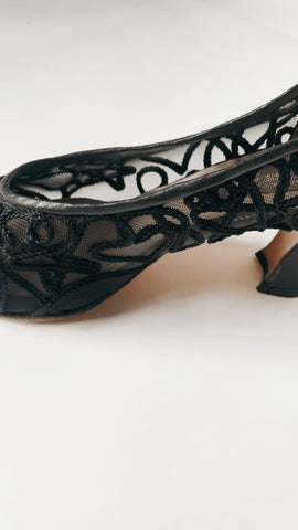 Vintage sheer and braided heels 8.5
