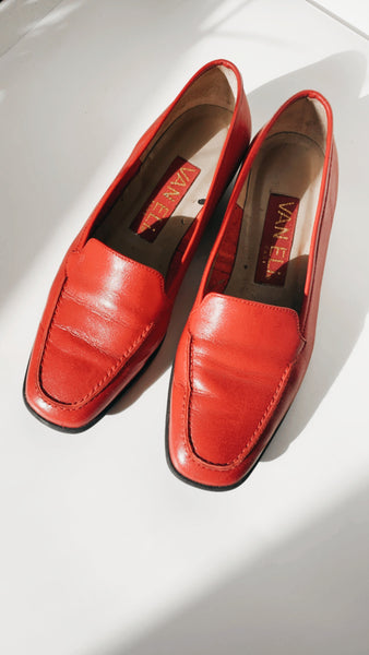 Vintage red leather flats 6