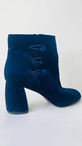‘Nine West’ blue velvet booties 8.5