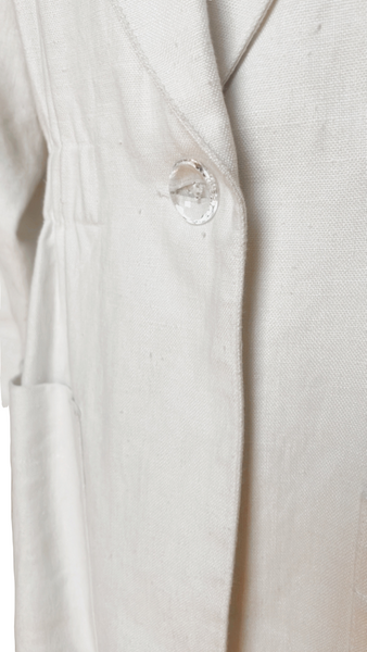 Cream Linen Blazer Cinched Waist