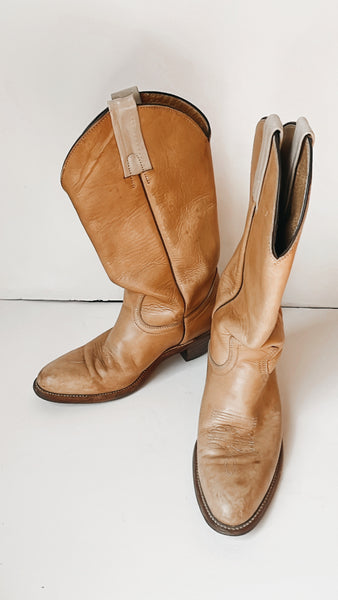 Vintage Frye Nude Leather Boots 9.5