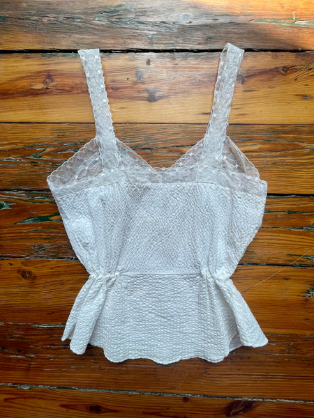 Peplum Lace & Seersucker Tank Top