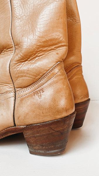 Vintage Frye Nude Leather Boots 9.5