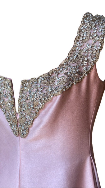 Elinor Simmons for Malcolm Starr Dusty Pink Embellished Cocktail Dress