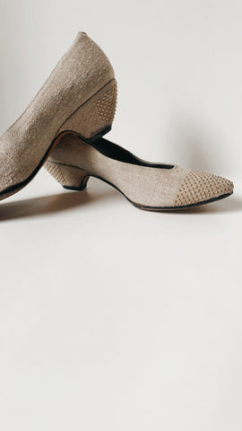 Nieman Marcus gold studded heels 8