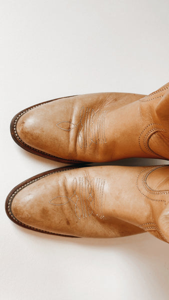 Vintage Frye Nude Leather Boots 9.5