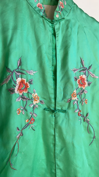 Green silk embroidered jacket