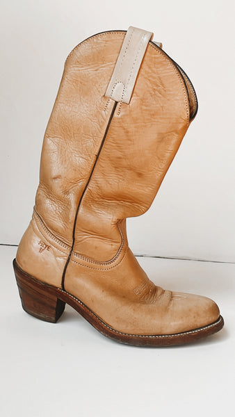Vintage Frye Nude Leather Boots 9.5