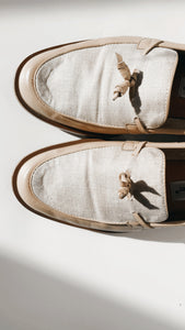 ‘Etienne Aigner’ linen and leather nude flats 7