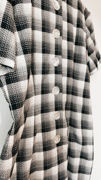 ‘Sante Fe’ plaid wool button updress