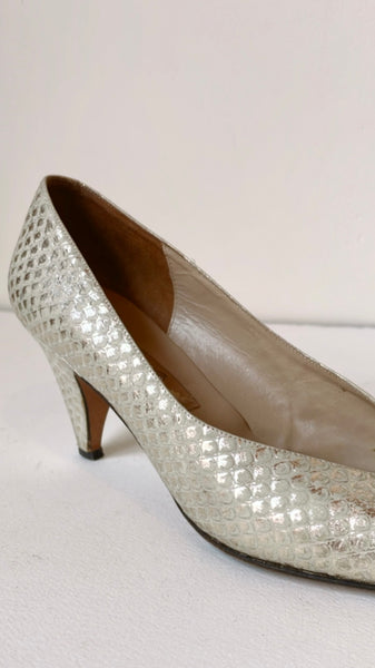 Amalfi Metallic Silver Heels 8