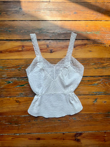 Peplum Lace & Seersucker Tank Top