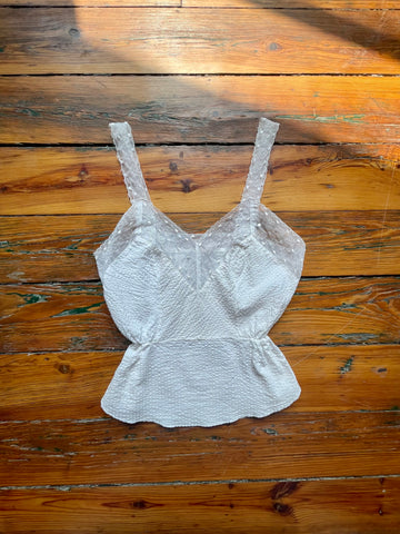 Peplum Lace & Seersucker Tank Top