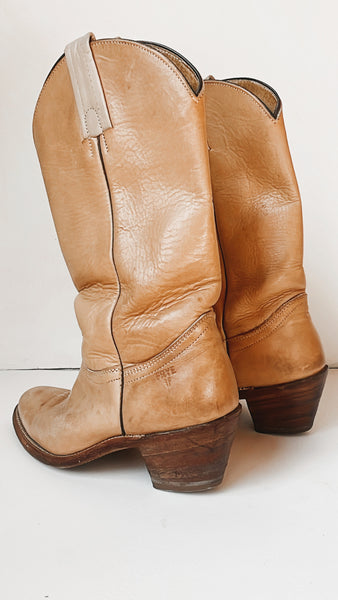 Vintage Frye Nude Leather Boots 9.5