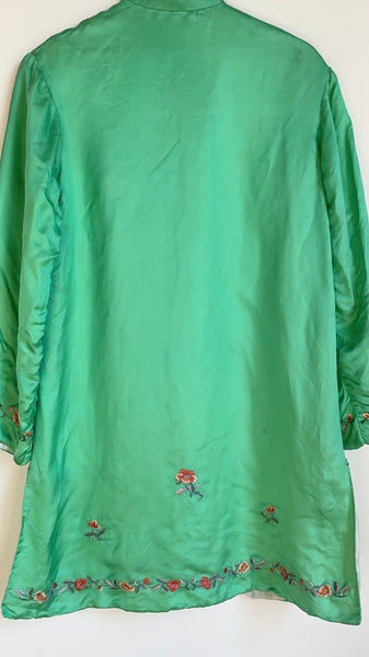 Green silk embroidered jacket