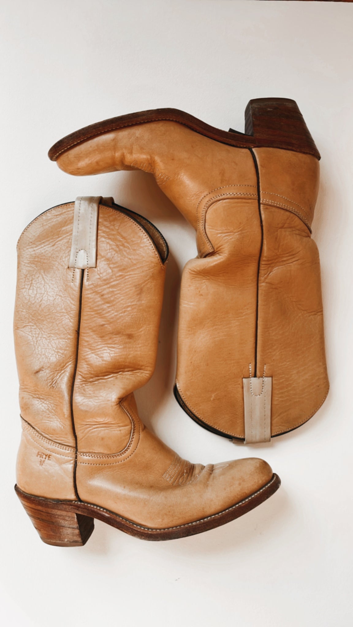 Vintage Frye Nude Leather Boots 9.5