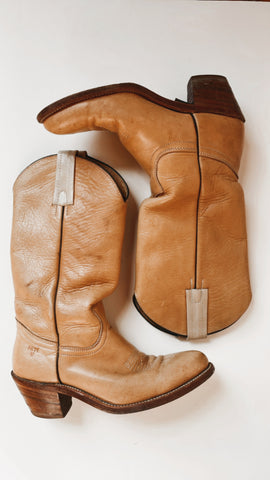 Vintage Frye Nude Leather Boots 9.5